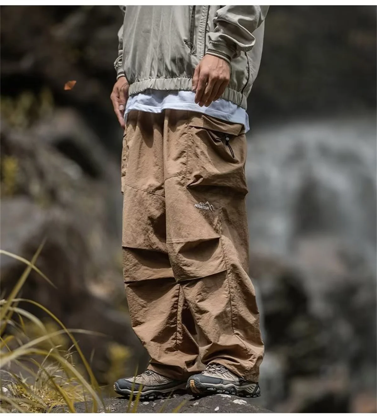 Men's Spring and Autumn New Waterproof Hip Hop Mountaineering Pants Casual Harajuku Work Pants Black Cargo Outwear Pants