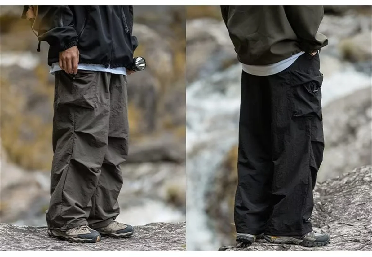 Men's Spring and Autumn New Waterproof Hip Hop Mountaineering Pants Casual Harajuku Work Pants Black Cargo Outwear Pants