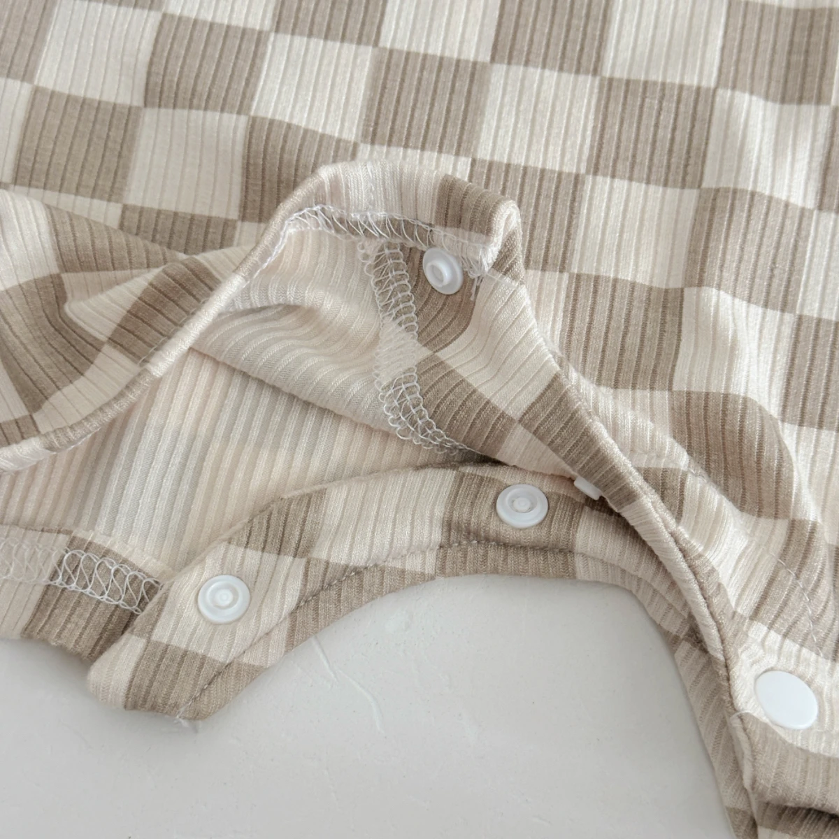 Newborn Baby Bubble Romper Short Sleeve Bodysuits Summer Casual Checkerboard Print Cute Baby Clothes for Infants