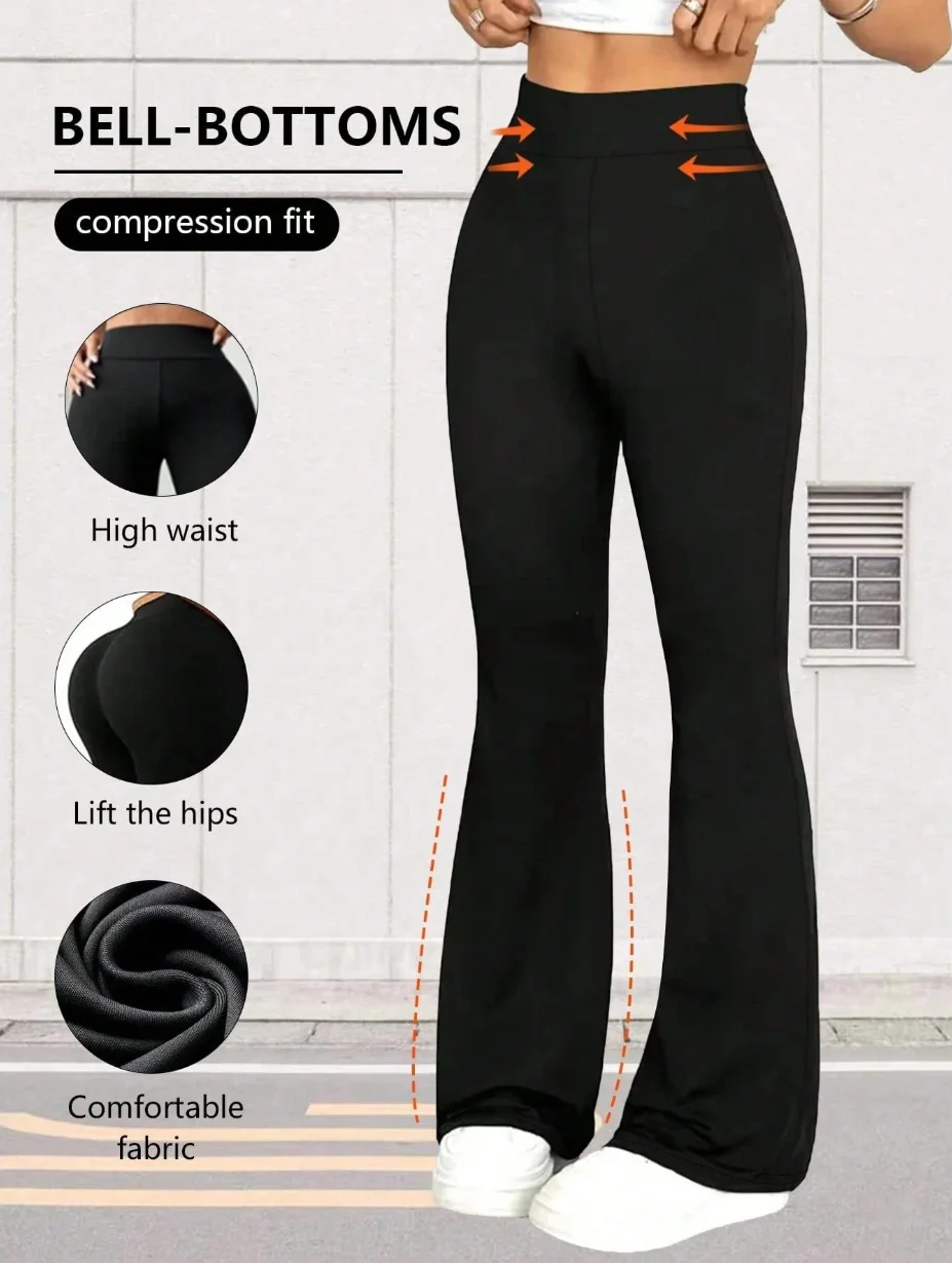 Women's High-Waist Hip-Lifting Slim Bell-Bottoms Are Comfortable and Elastic for Leisure and Daily Commuting Yoga Fitness