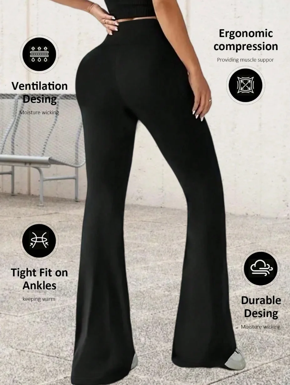 Women's High-Waist Hip-Lifting Slim Bell-Bottoms Are Comfortable and Elastic for Leisure and Daily Commuting Yoga Fitness