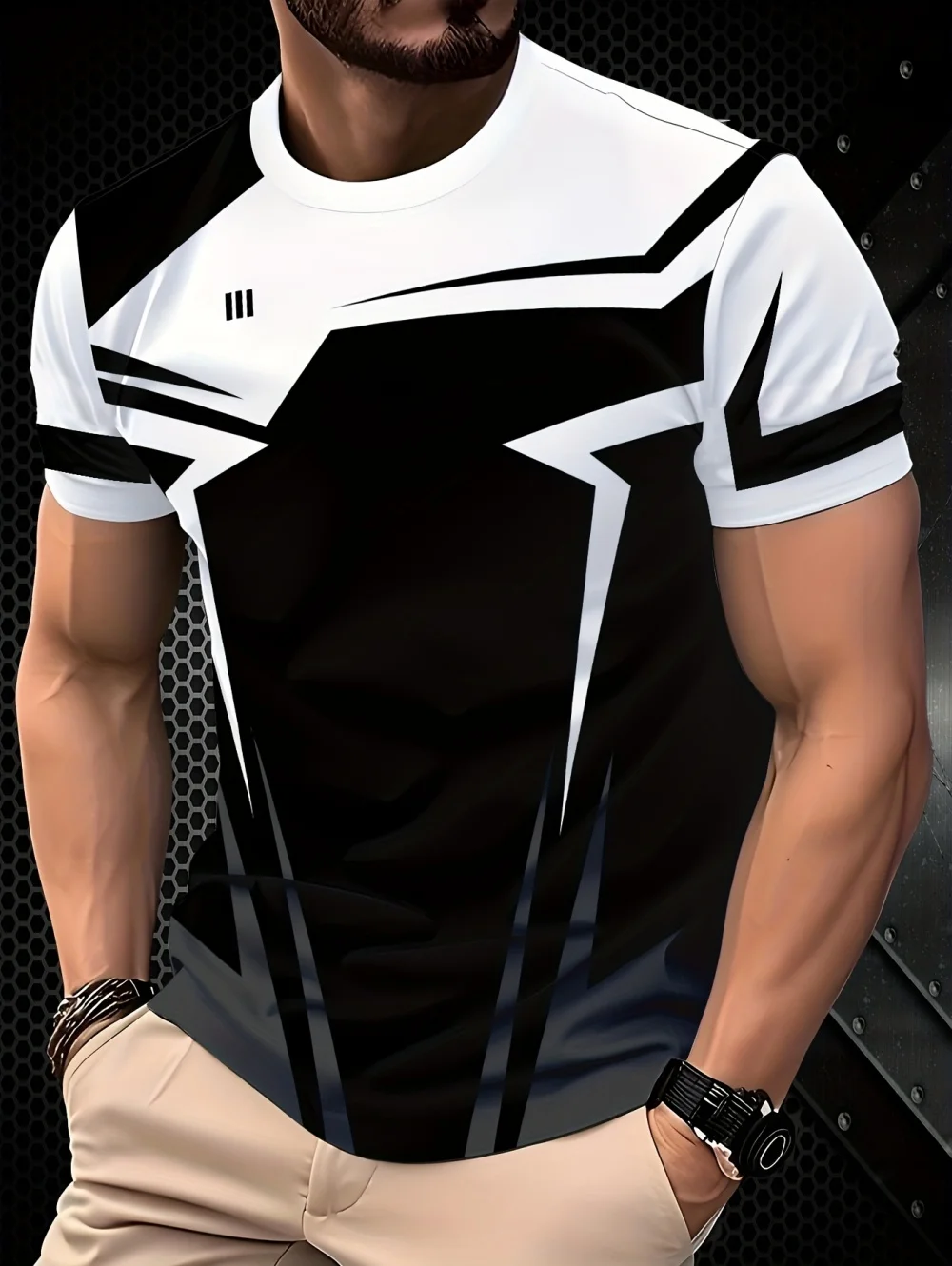 Men's Plus Size Short Sleeve T-Shirts 3D Irregular Graphic Printing Soft Comfortable Daily Wear for Sports Fitness Man's T-Shirt
