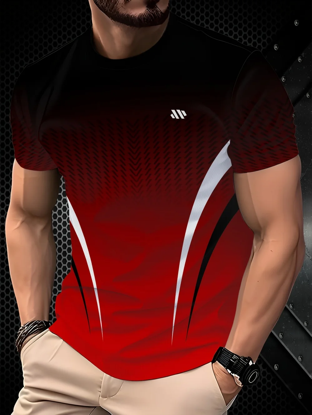 Men's Plus Size Short Sleeve T-Shirts 3D Irregular Graphic Printing Soft Comfortable Daily Wear for Sports Fitness Man's T-Shirt