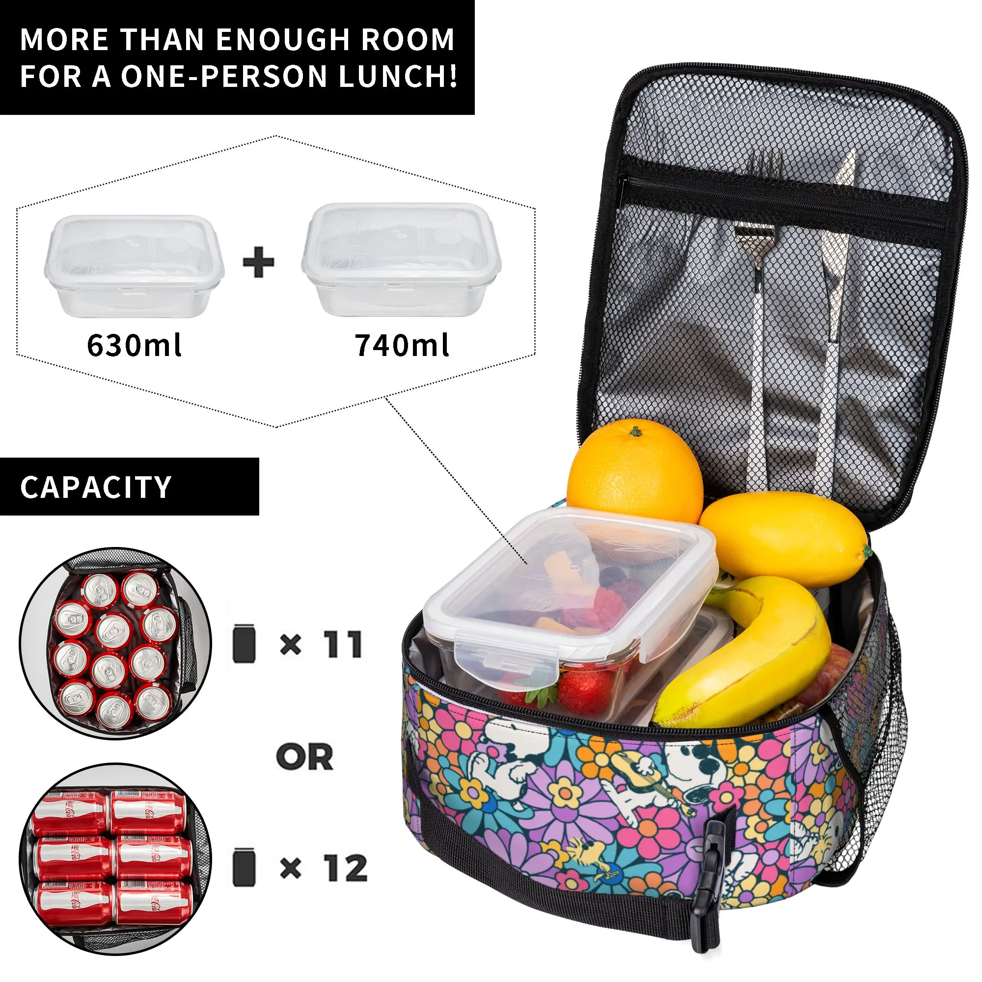 S-Dog-Snoopies Cartoon Thermal Insulated Lunch Bag for Office Cartoon Portable Food Bag Container Cooler Thermal Lunch Boxes