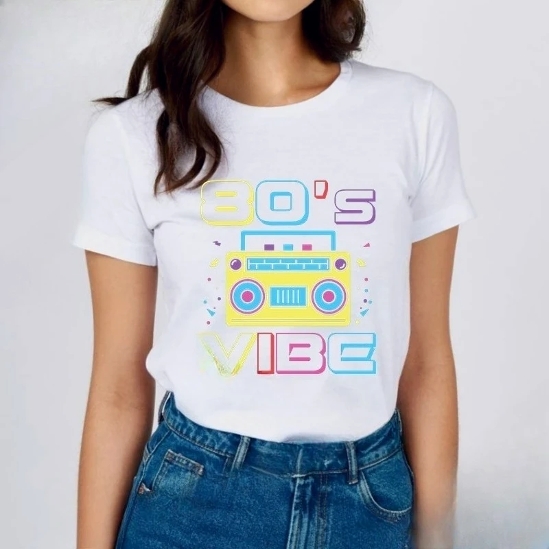 Funny T Shirts The 80s 90s Vintage Birthday Gift Streetwear Women's T-shirt Short Sleeve Tee Y2k Fashion Round Neck Clothing
