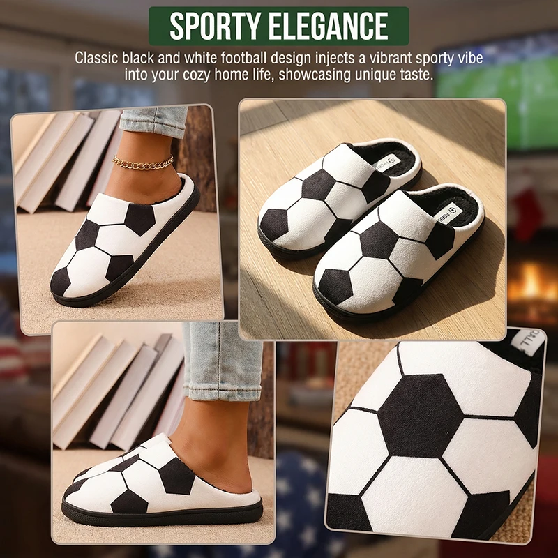 Football Women's Slippers House Autumn Winter Fashion Designer Woman Shoes Indoor Fuzzy Fur Slides Couple Soft Non-Slip Floor