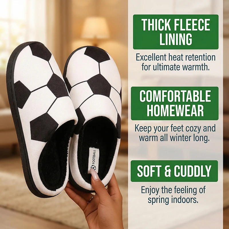 Football Women's Slippers House Autumn Winter Fashion Designer Woman Shoes Indoor Fuzzy Fur Slides Couple Soft Non-Slip Floor