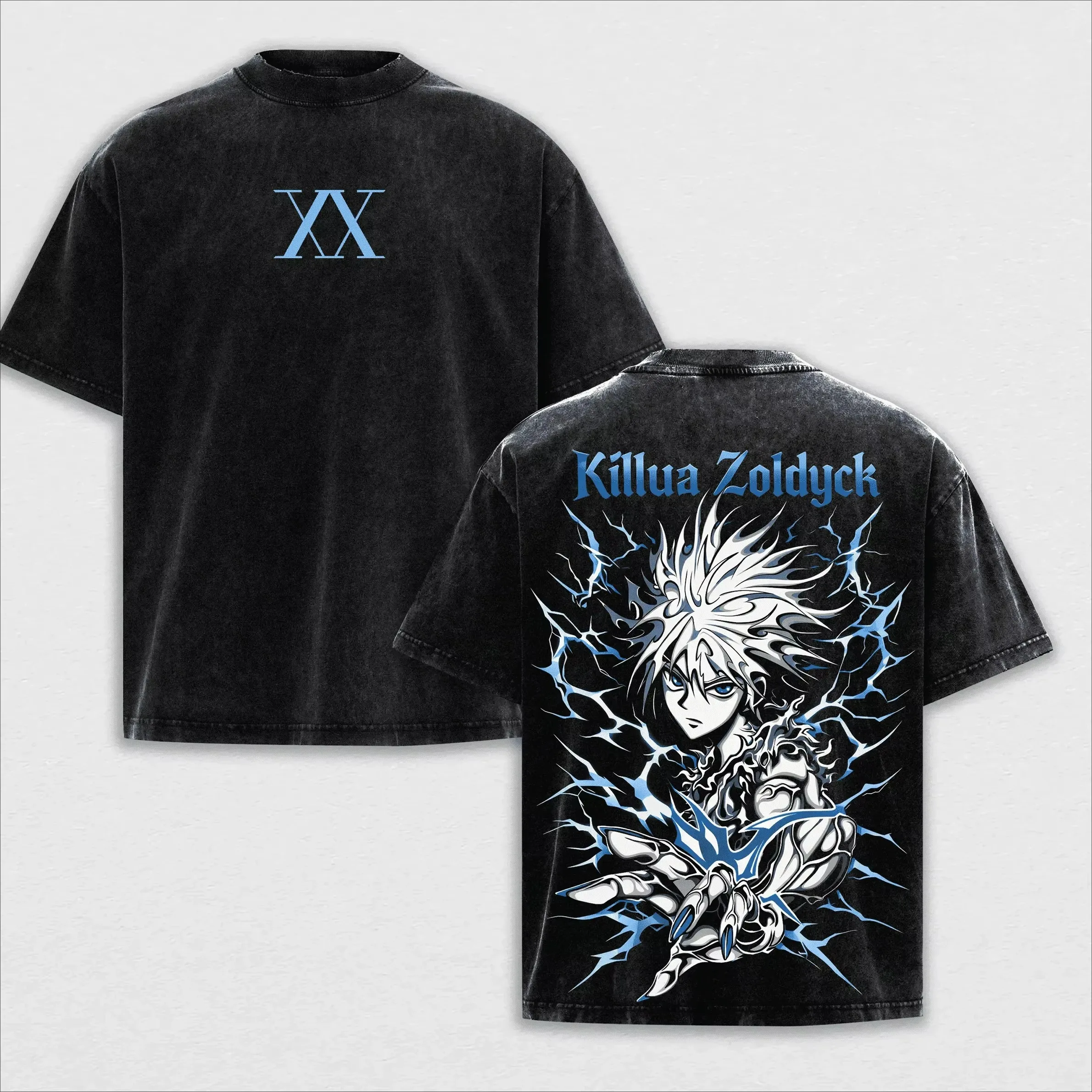 Hot Selling HUNTER×HUNTER Shizuku Murasaki Print T-Shirt, Unisex Vintage Washed Loose Top, Casual Cotton New Summer Tee