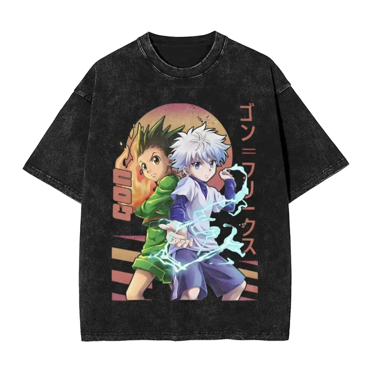Hot Selling HUNTER×HUNTER Shizuku Murasaki Print T-Shirt, Unisex Vintage Washed Loose Top, Casual Cotton New Summer Tee