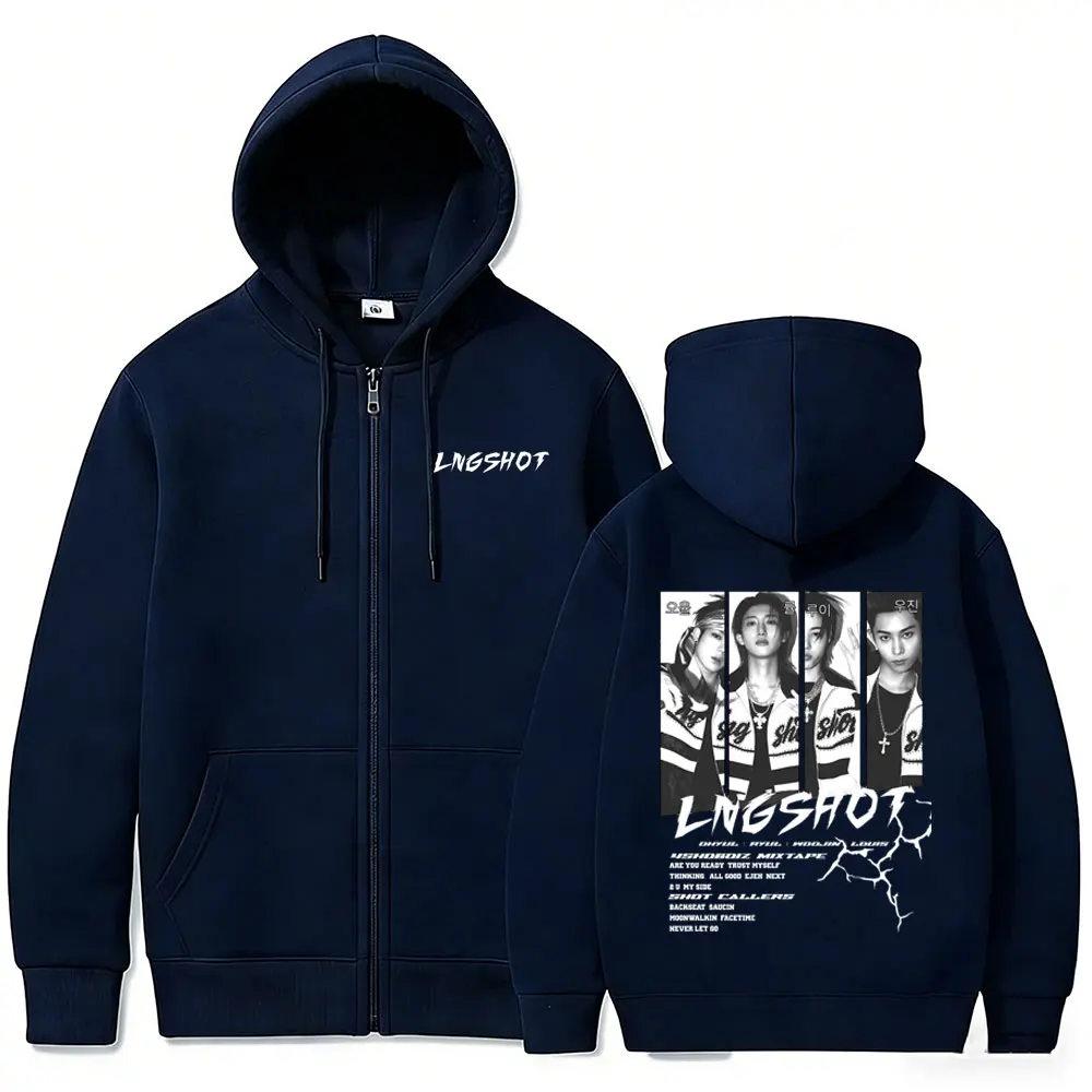 Korean Band Lngshot Jay Park 2026 Zipper Hoodie Men Women Kpop Fashion Trend Zip Up Jacket Male Oversized Zip Up Sweatshirt Coat