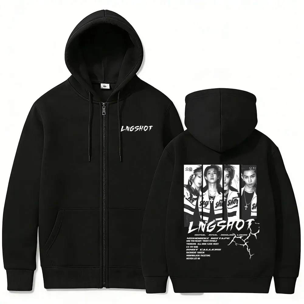 Korean Band Lngshot Jay Park 2026 Zipper Hoodie Men Women Kpop Fashion Trend Zip Up Jacket Male Oversized Zip Up Sweatshirt Coat