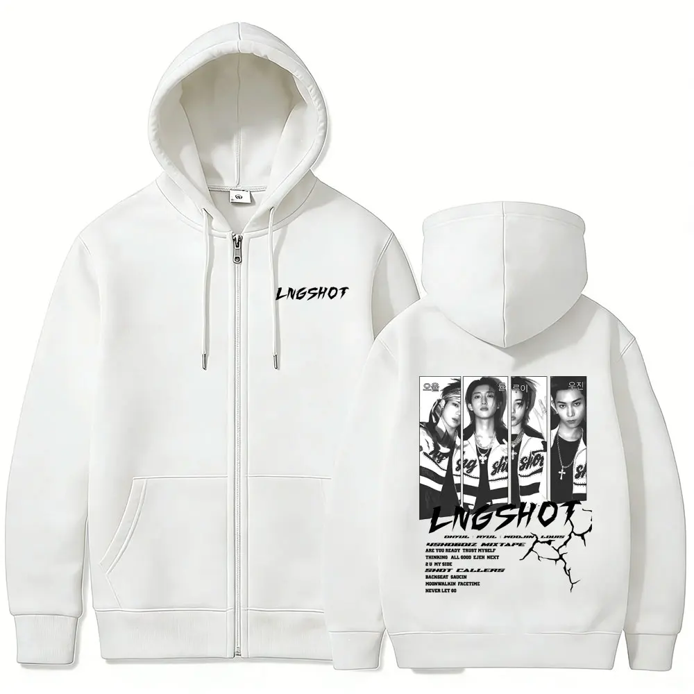 Korean Band Lngshot Jay Park 2026 Zipper Hoodie Men Women Kpop Fashion Trend Zip Up Jacket Male Oversized Zip Up Sweatshirt Coat