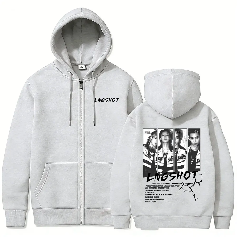 Korean Band Lngshot Jay Park 2026 Zipper Hoodie Men Women Kpop Fashion Trend Zip Up Jacket Male Oversized Zip Up Sweatshirt Coat