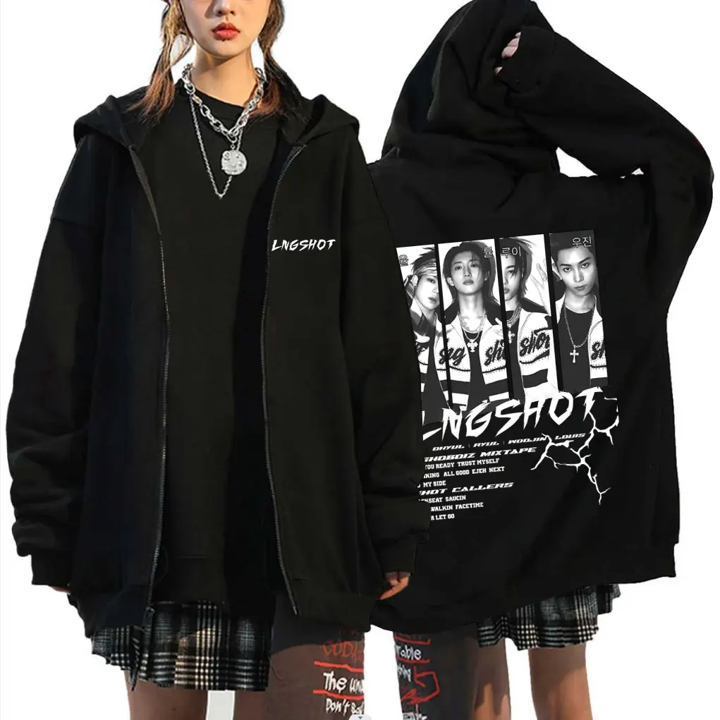 Korean Band Lngshot Jay Park 2026 Zipper Hoodie Men Women Kpop Fashion Trend Zip Up Jacket Male Oversized Zip Up Sweatshirt Coat