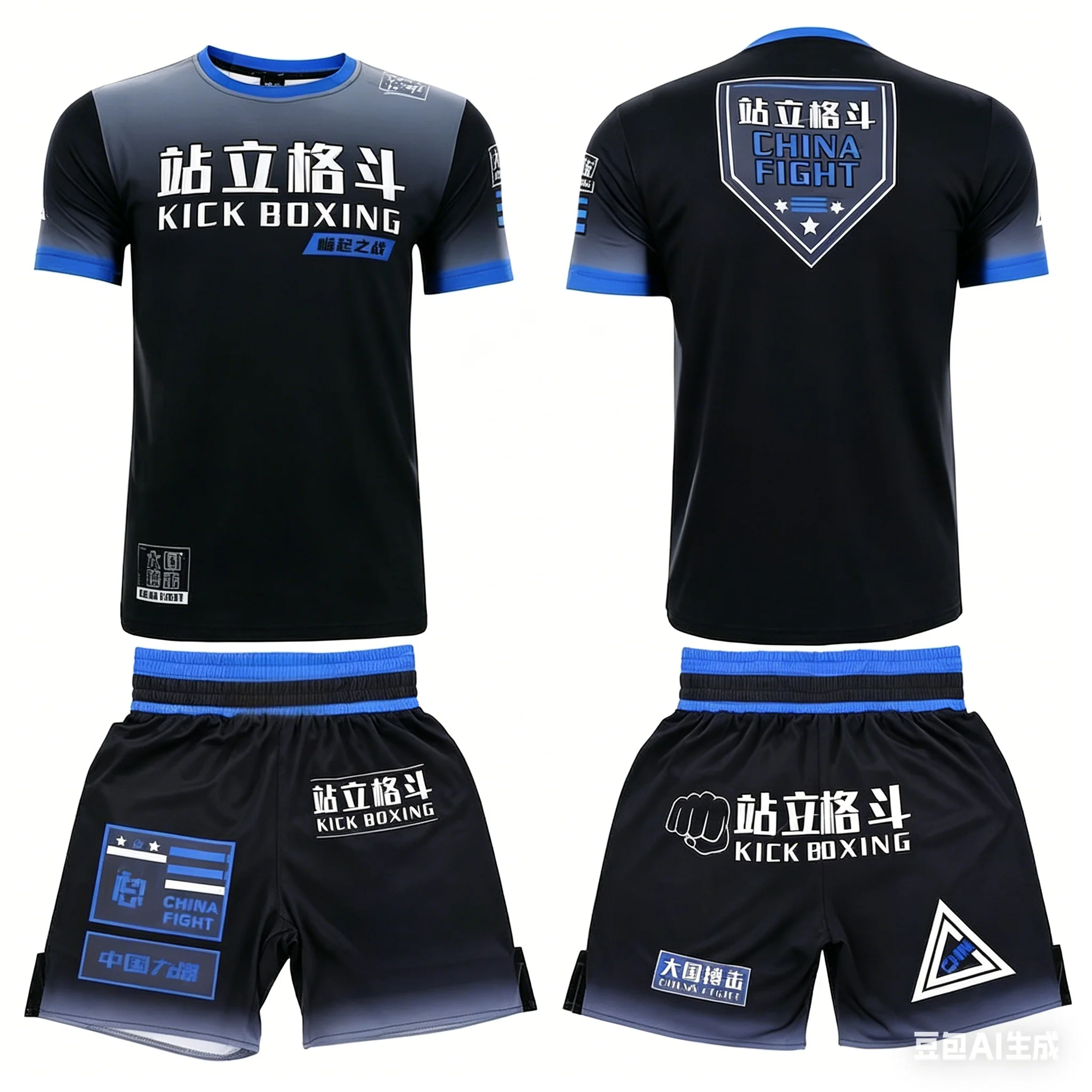 2026 Summer Men's MMA Training Suit Quick Dry Combat Sportswear Set Bold Pink & Black Graphic Shorts & T-Shirt Outfit for Kids