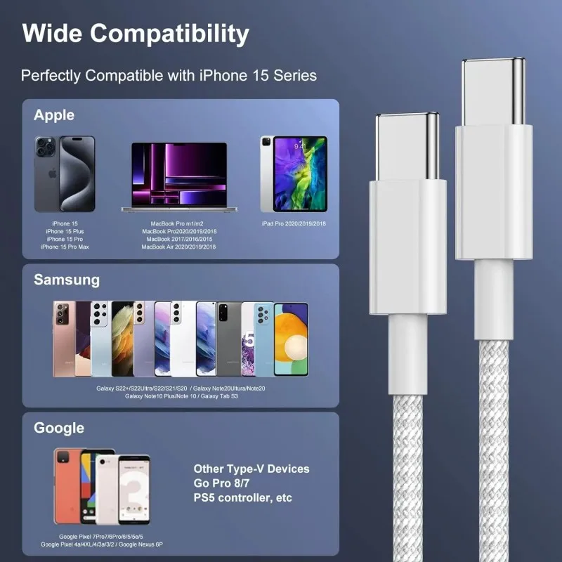10Pcs Universal 120W 10A Fast Charger PD Dual Type C Quick Charging Cable Data Wire Cord For iPhone 16 17 Samsung HUAWEI