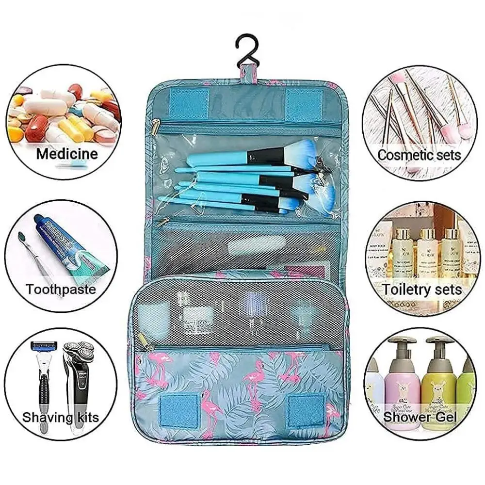 Hanging Travel Organizer Waterproof Makeup Bag, Large Capacity Toiletry Pouch Design,Portable Foldable Cosmetic Wash Storage Bag
