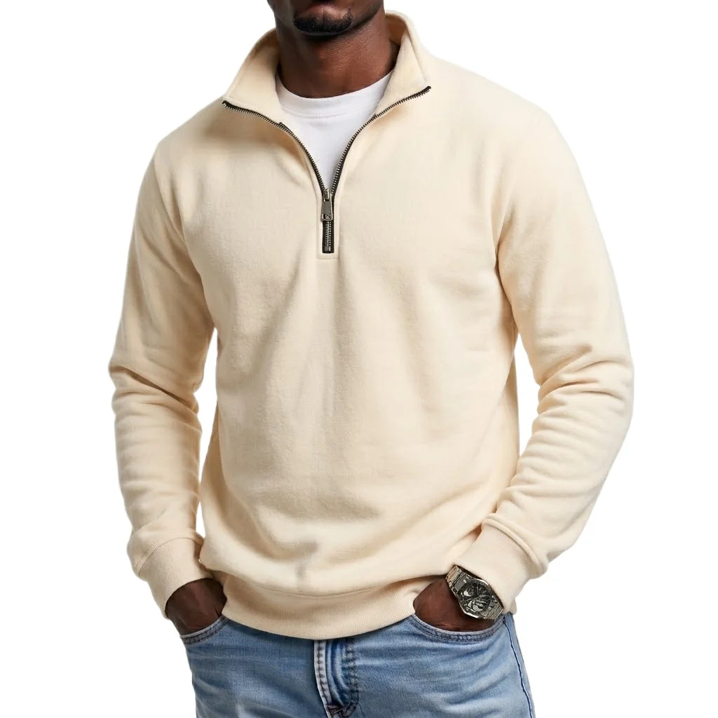 Mens Outdoor Quarter Zip Sweatshirts Casual Half Zip Pullover Hoodies Solid Color Spring  Autumn Tops for Gym and Daily Tops
