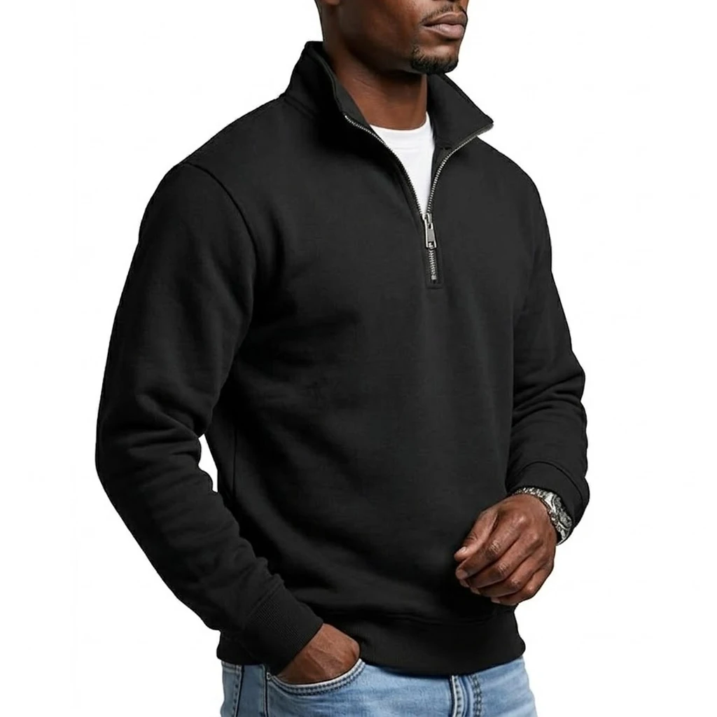 Mens Outdoor Quarter Zip Sweatshirts Casual Half Zip Pullover Hoodies Solid Color Spring  Autumn Tops for Gym and Daily Tops