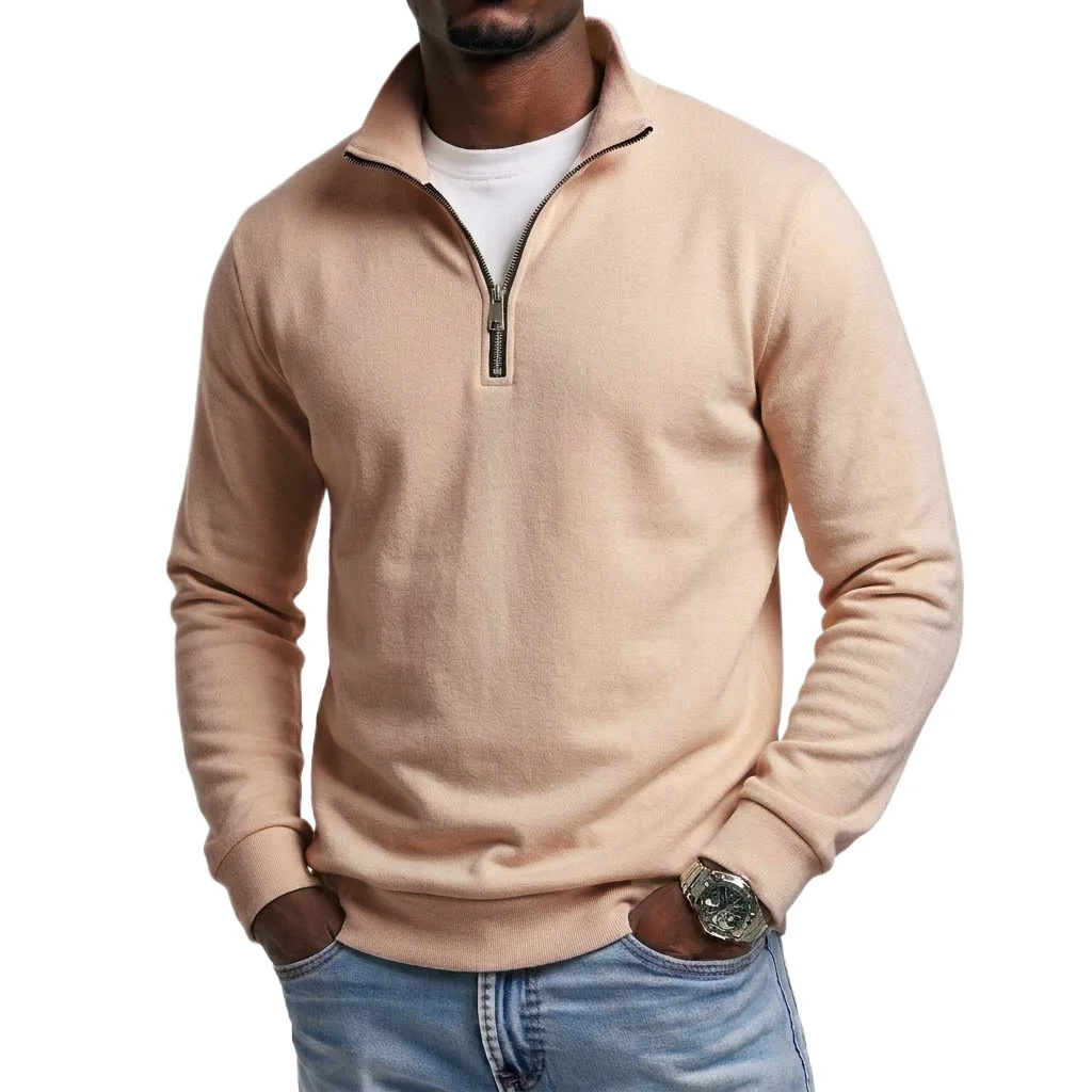 Mens Outdoor Quarter Zip Sweatshirts Casual Half Zip Pullover Hoodies Solid Color Spring  Autumn Tops for Gym and Daily Tops