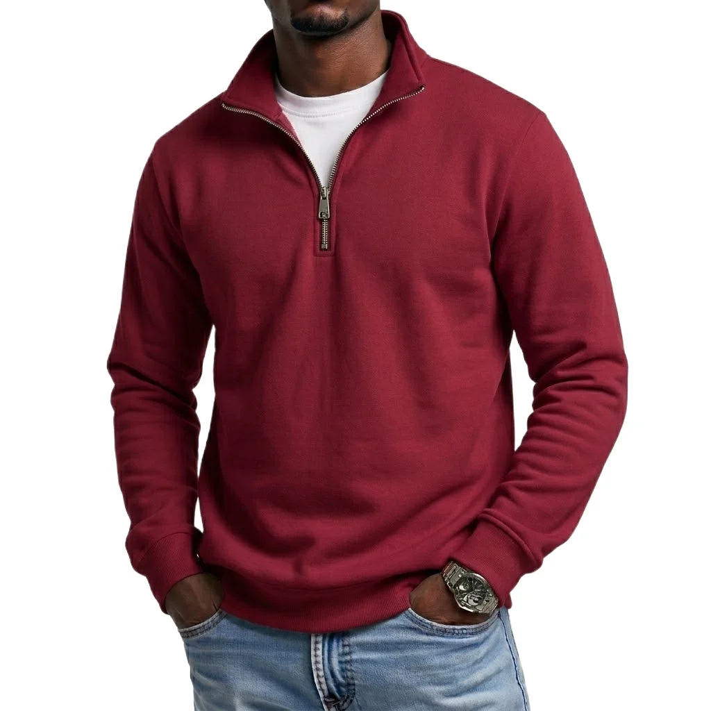 Mens Outdoor Quarter Zip Sweatshirts Casual Half Zip Pullover Hoodies Solid Color Spring  Autumn Tops for Gym and Daily Tops
