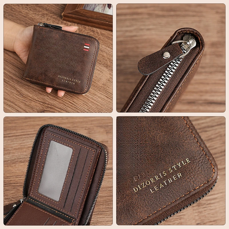 Dominator Dark Skull Men's Vintage Short Wallet Zipper Coin Purse Casual Buckle Waist Chain Money Bag For Students Gift