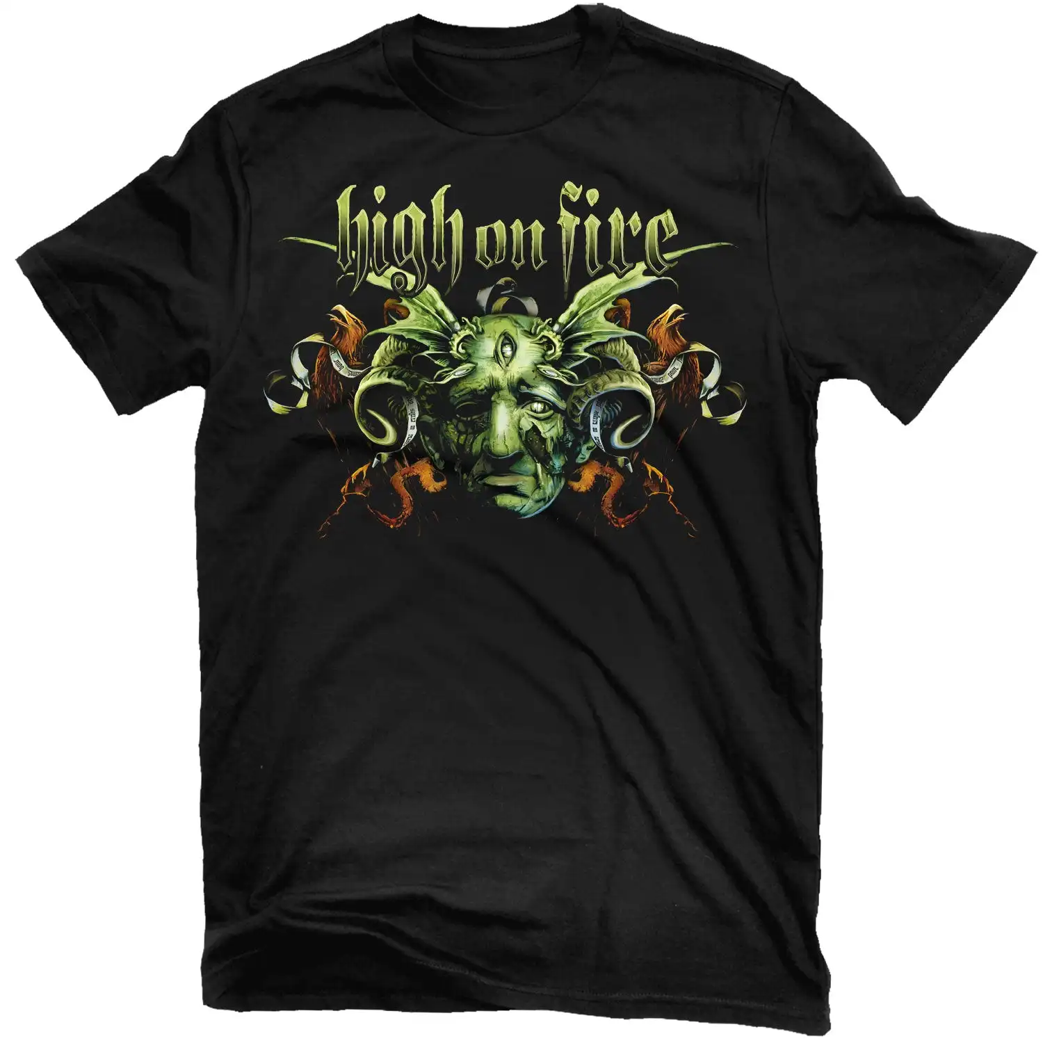 2026 High on Fire  Blessed Black Wings Band Graphic Tee Cotton Round Neck Casual Unisex T-shirt Summer Top