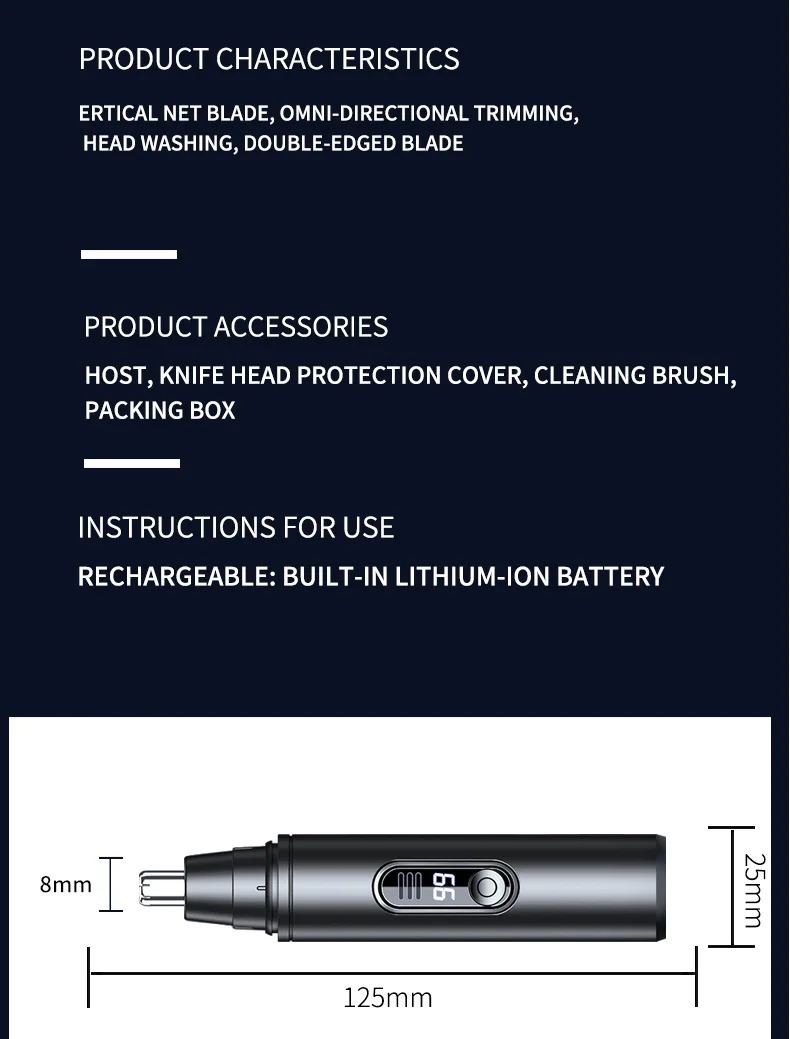Mini Pocket Nose Hair Trimmer Painless Clipper Nose Ears Hair Eyebrow Waterproof Portable Trimmer For Men Women