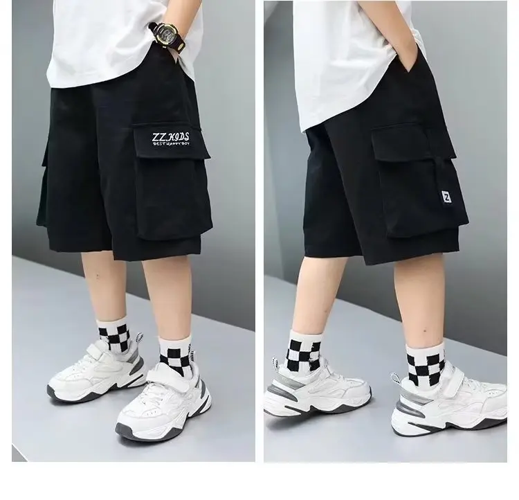 Boys Cargo Shorts Summer Short Sport Cotton Sweatpants Boys Knee Length Pants Size Hot Pants Kids Clothes 6 8 10 12 13 14 Year