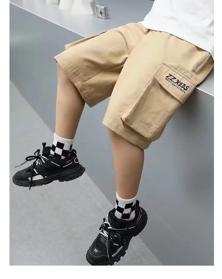 Boys Cargo Shorts Summer Short Sport Cotton Sweatpants Boys Knee Length Pants Size Hot Pants Kids Clothes 6 8 10 12 13 14 Year