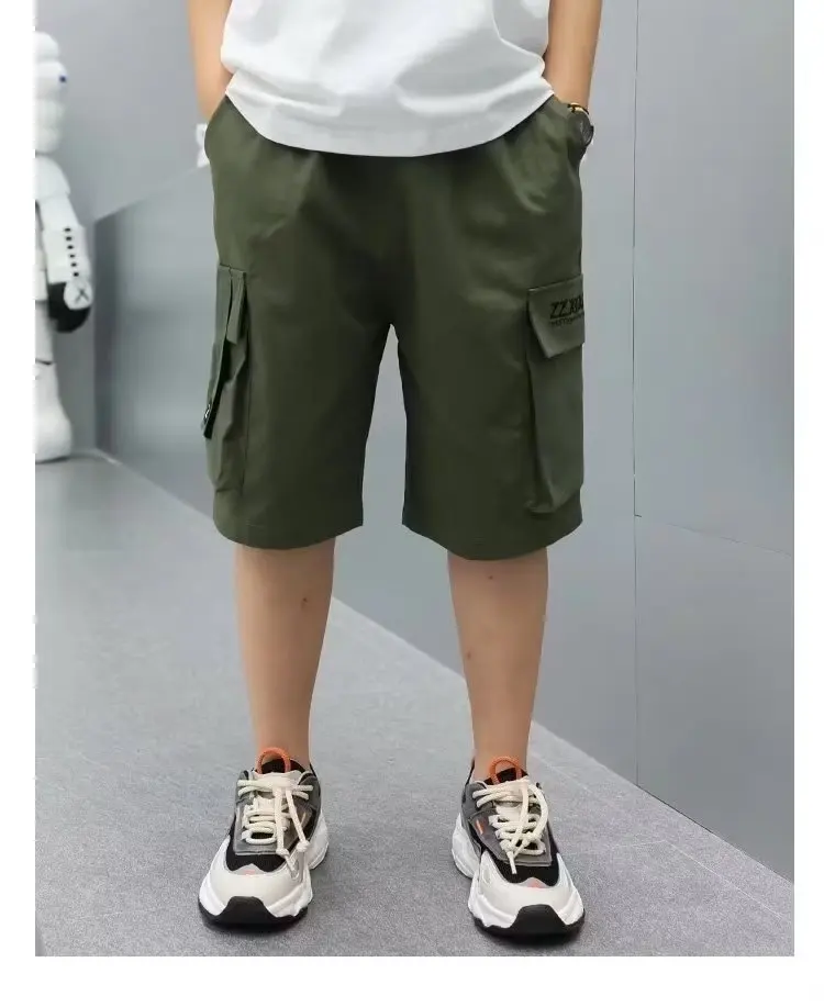 Boys Cargo Shorts Summer Short Sport Cotton Sweatpants Boys Knee Length Pants Size Hot Pants Kids Clothes 6 8 10 12 13 14 Year