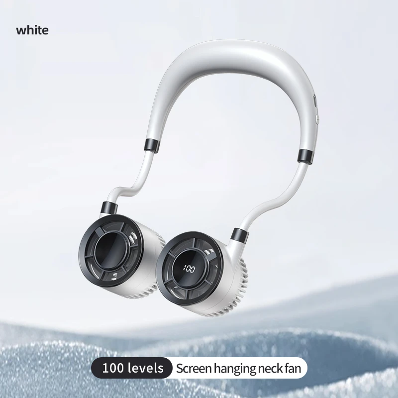 Lenovo Digital Display Neck Fan Rechargeable 5000mAh Portable Wearable Cooling Air Cooler USB Fan Outdoor Sports Travel