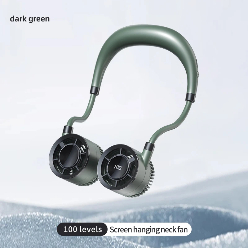 Lenovo Digital Display Neck Fan Rechargeable 5000mAh Portable Wearable Cooling Air Cooler USB Fan Outdoor Sports Travel