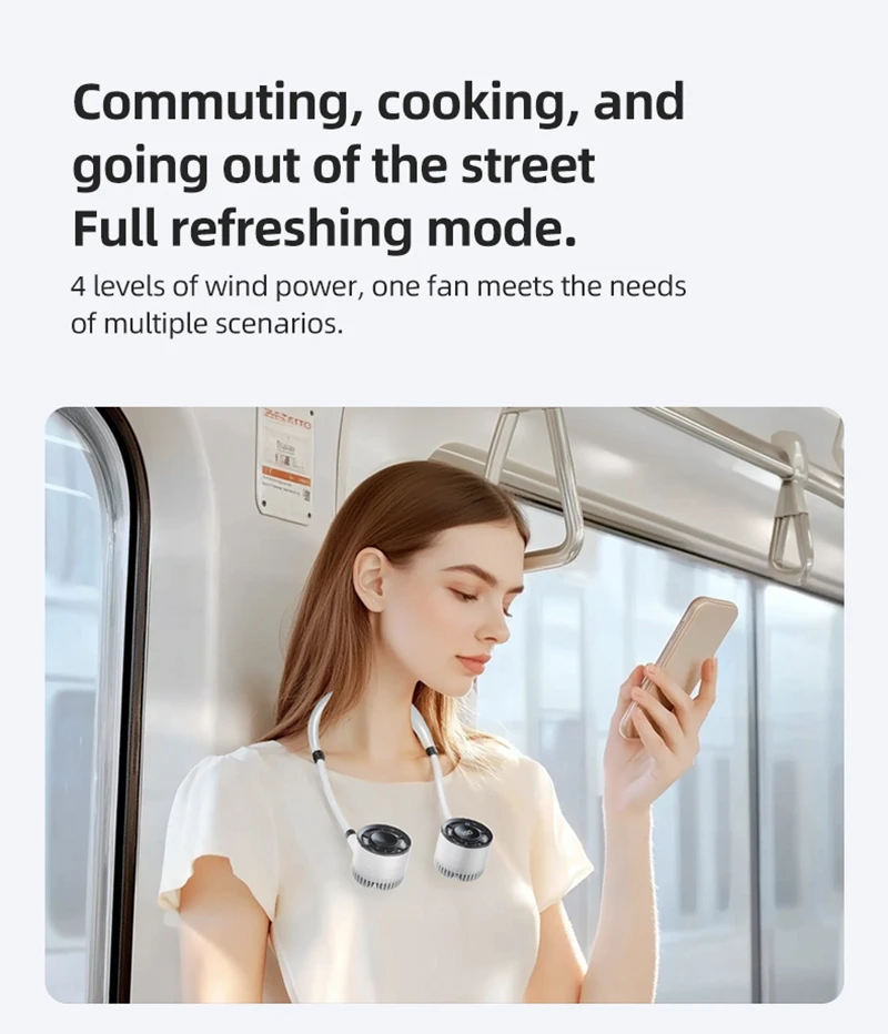 Lenovo Digital Display Neck Fan Rechargeable 5000mAh Portable Wearable Cooling Air Cooler USB Fan Outdoor Sports Travel