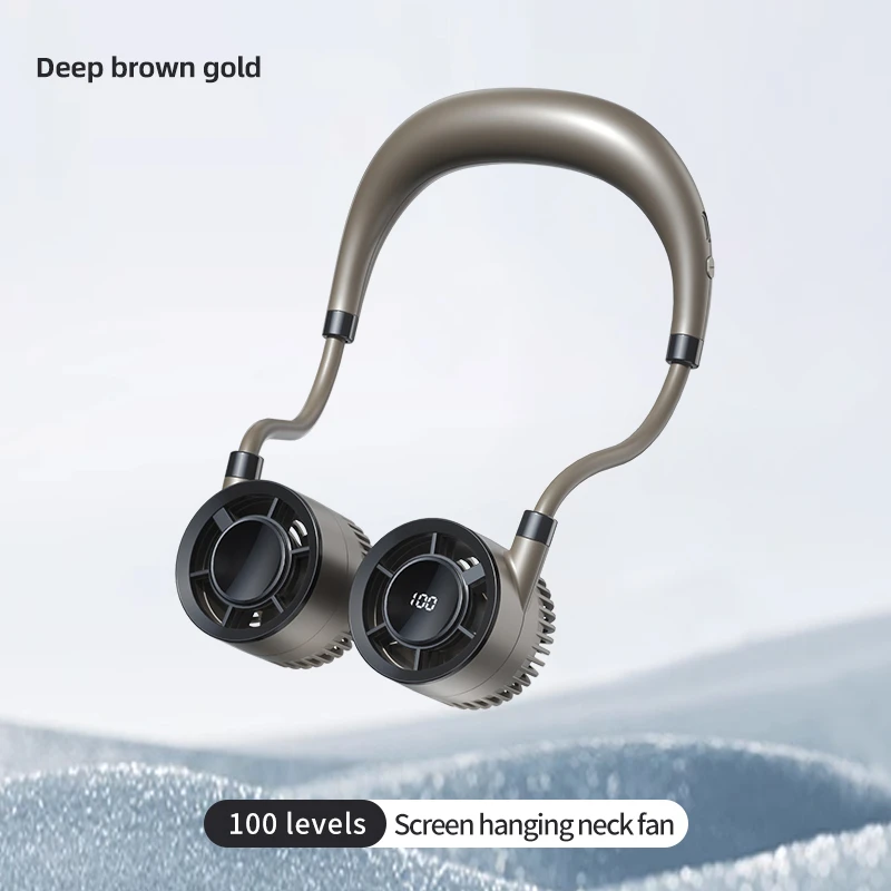 Lenovo Digital Display Neck Fan Rechargeable 5000mAh Portable Wearable Cooling Air Cooler USB Fan Outdoor Sports Travel