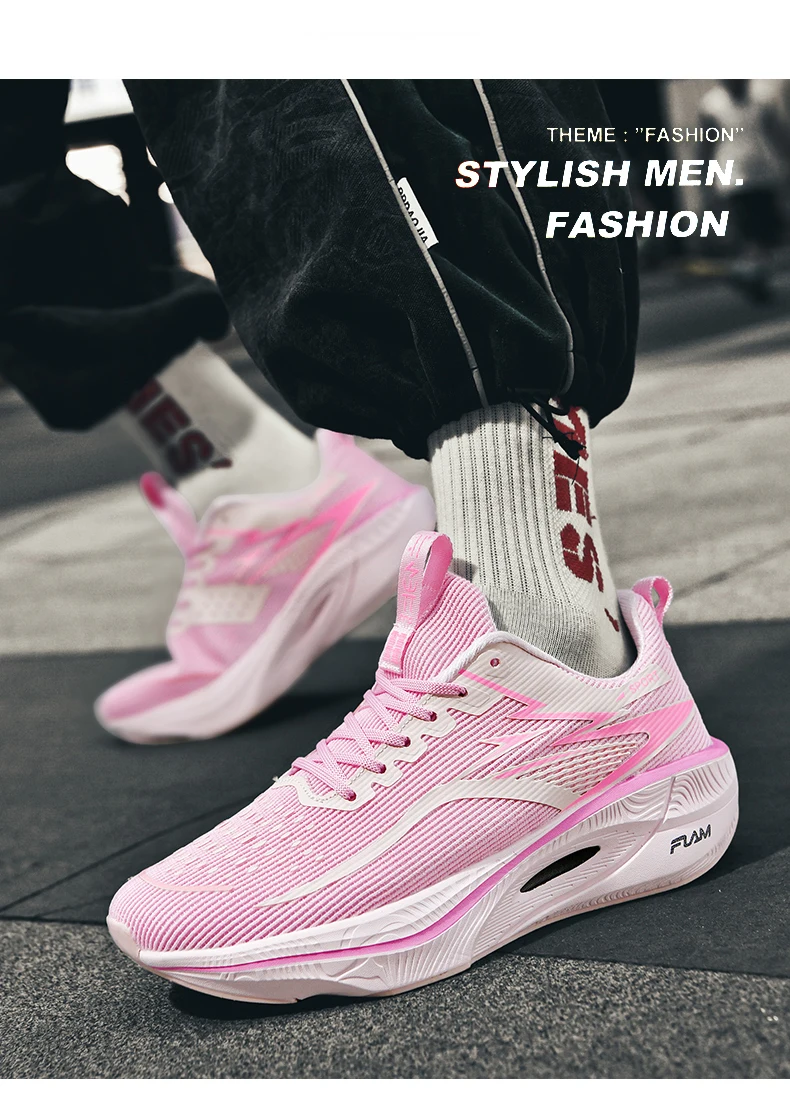 Sneakers Men Running Shoes Anti-slip Cushioned Comfortable Racing Carbon Plate Training Mesh Tennis Shoes Casual for Women 2026