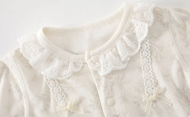 New Arrival 0-18M Baby Girl Princess Jumpsuit Newborns Spring Summer Pure Cotton Soft Romper Infant Breathable Knit Onesie