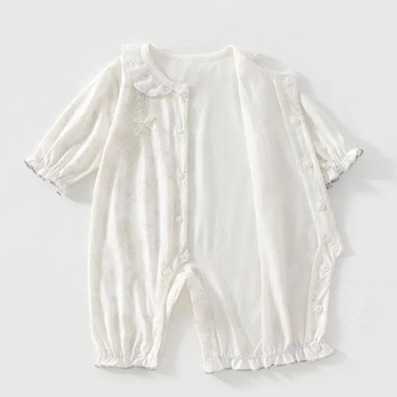 New Arrival 0-18M Baby Girl Princess Jumpsuit Newborns Spring Summer Pure Cotton Soft Romper Infant Breathable Knit Onesie