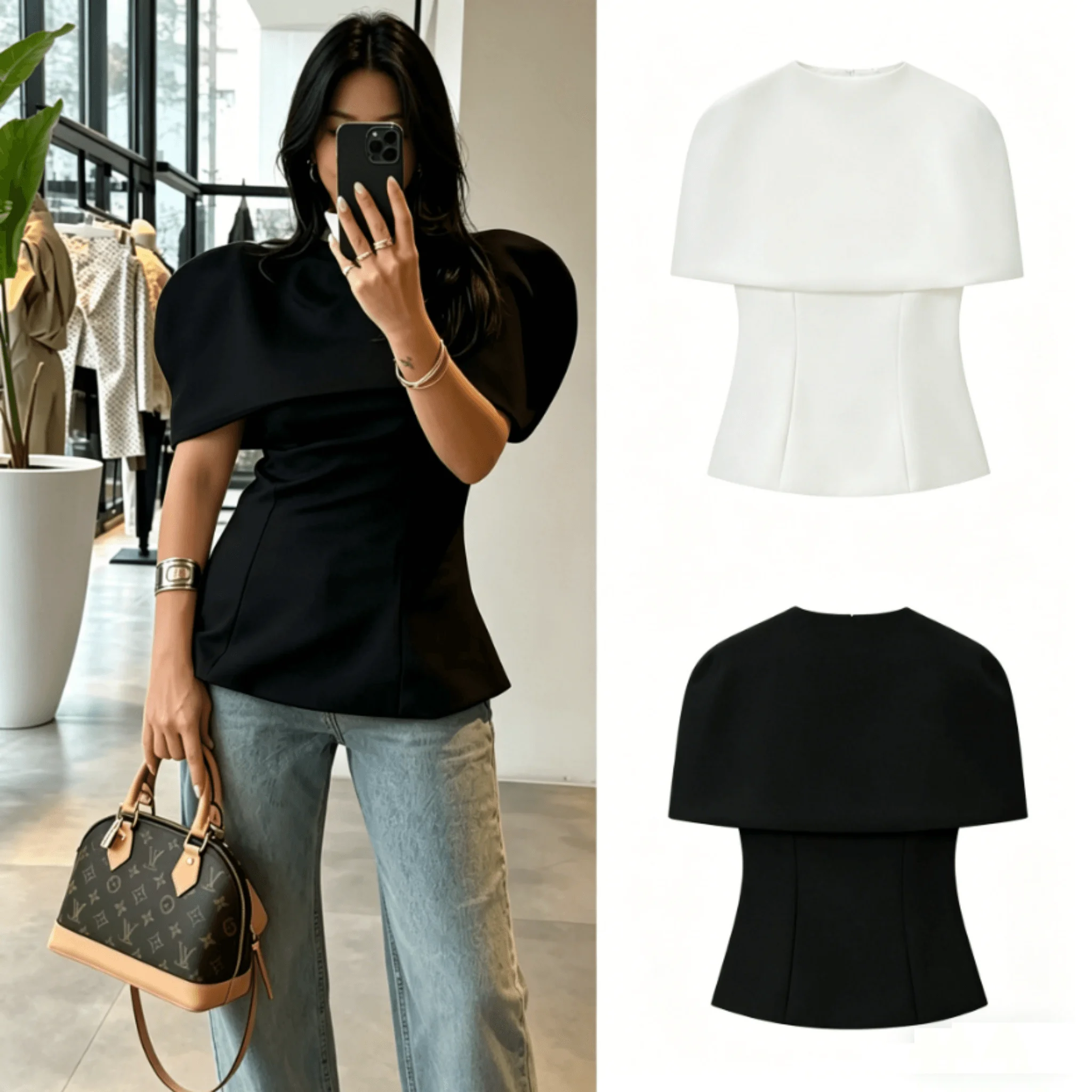 Women‘s Elegant Shawl Coat Top Two-Piece Set 2026 Spring Summer Slim Solid Party Outfit Female Commuter Fashion Two-Piece Set