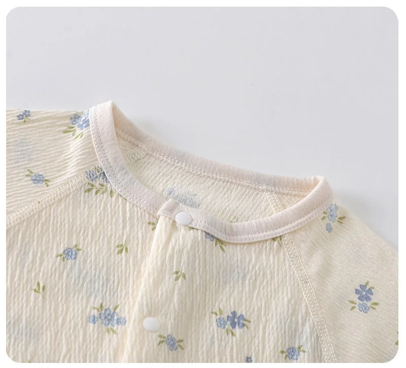 Baby 0-24M Spring Summer Floral Romper Lightweight Long Sleeve Infant One Piece Cotton Girls Pajamas Jumpsuit Homewear