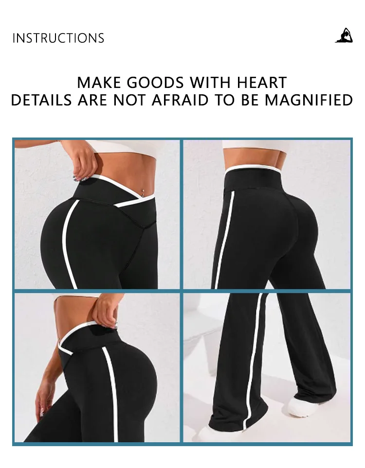 V-Cross Waist Flare Yoga Pants Women High-Waist Cross Sports Pants for Women Long Trousers Running Fitness Yoga Wear Leggings