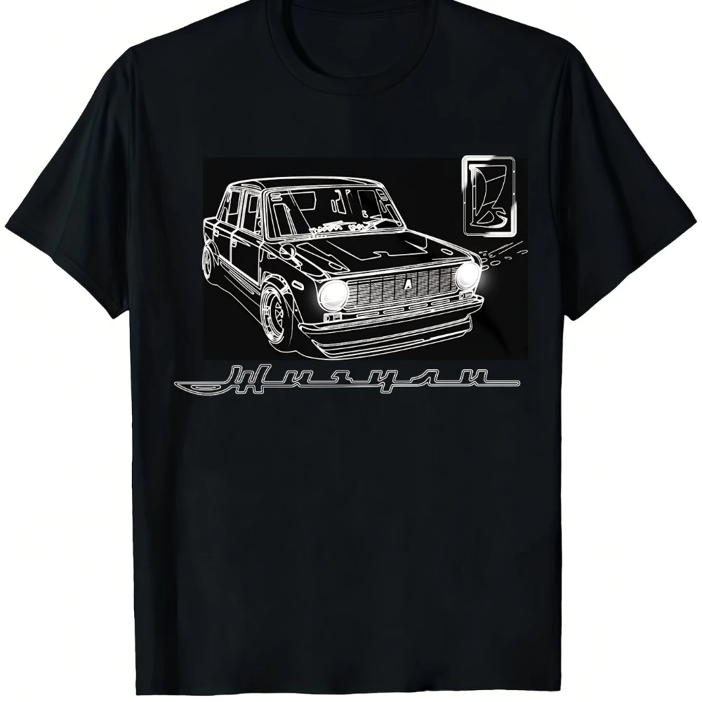 Men'S Vintage Lada Vaz Zhiguli Muscle Car T-Shirt 100% Soft Short Sleeve Tee Retro Auto Casual Fit Men's T-shirts for Summer