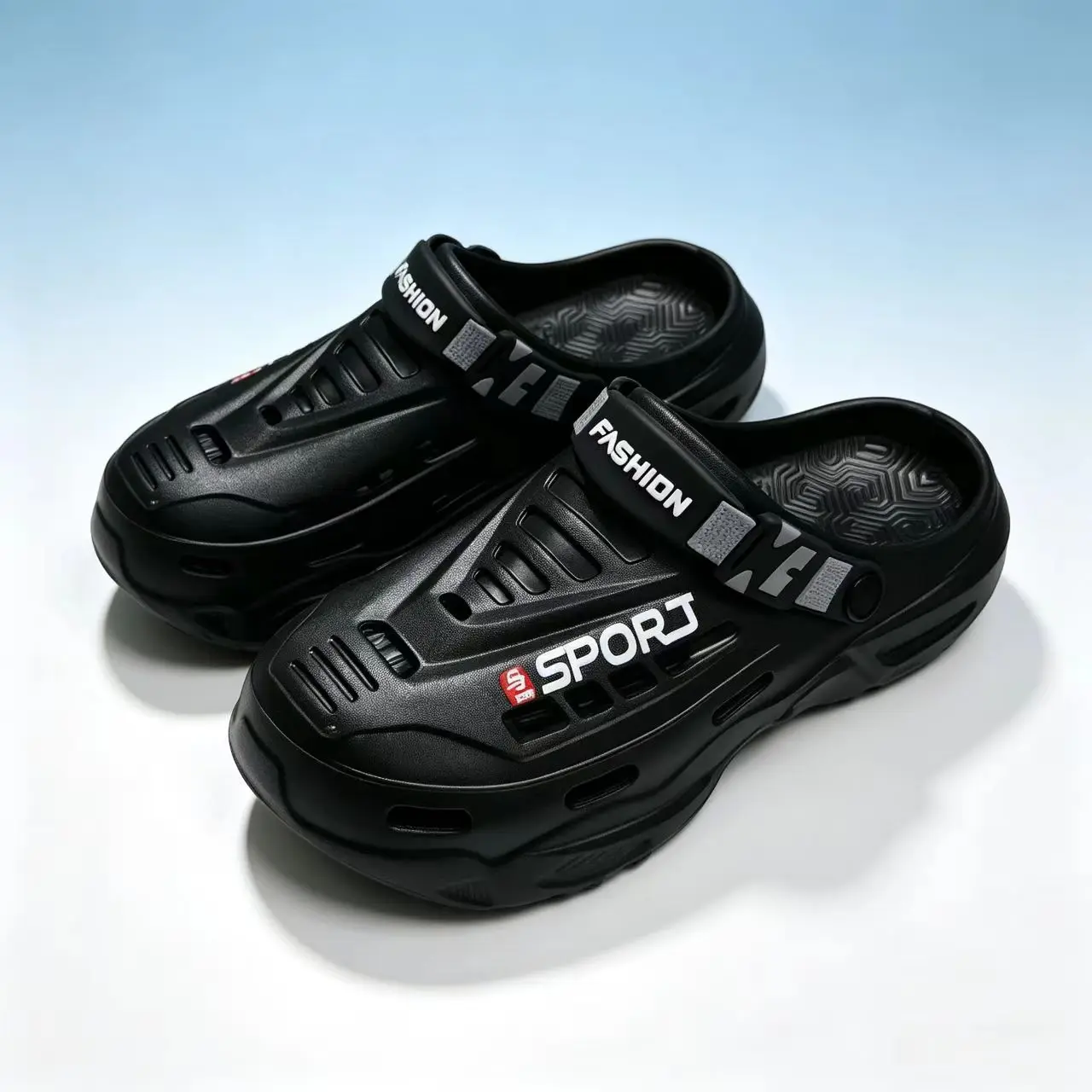Men's Perforated Shoes, Toe Toed Shoes, Casual Driving, Two On, Thick Soled, Comfortable, Breathable, Anti Slip, Trendy Sandals