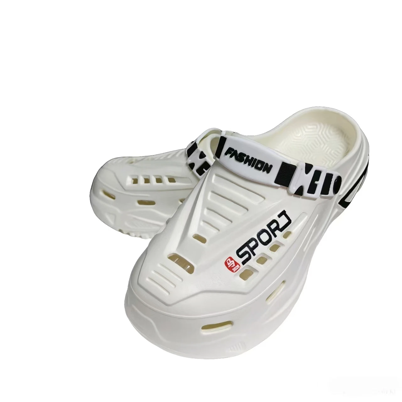 Men's Perforated Shoes, Toe Toed Shoes, Casual Driving, Two On, Thick Soled, Comfortable, Breathable, Anti Slip, Trendy Sandals