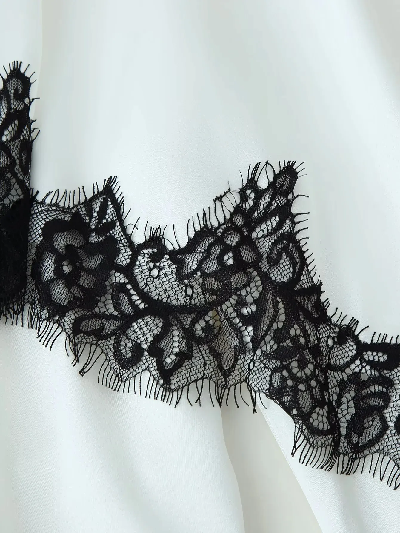 Women Elegant Lace Splice Contrast Shawl Top Women Chic Full Sleeve Cinched Waist Round Neck Blouse Female Daily Date Shirt