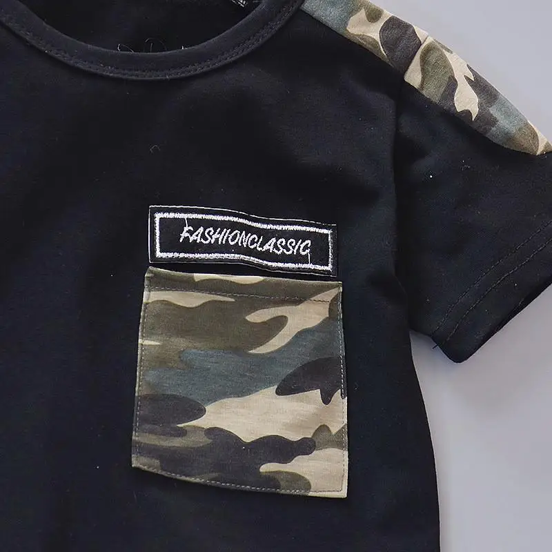 New Summer Baby Boy Cool Camouflage Clothes Suit Children Fashion Pocket TShirt Shorts 2Pcs/Sets Kids Casual Clothing Tracksuits