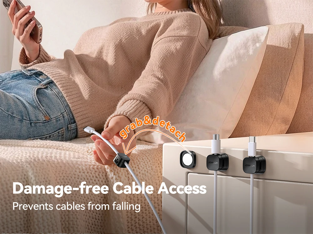 Joyroom 6PCS Detachable Magnetic Cord Organizer Under Desk Nightstand Home Office Car Wire Keeper Magnetic Cable Clips JR-ZS668