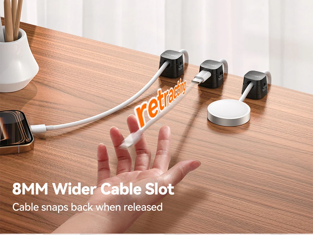 Joyroom 6PCS Detachable Magnetic Cord Organizer Under Desk Nightstand Home Office Car Wire Keeper Magnetic Cable Clips JR-ZS668