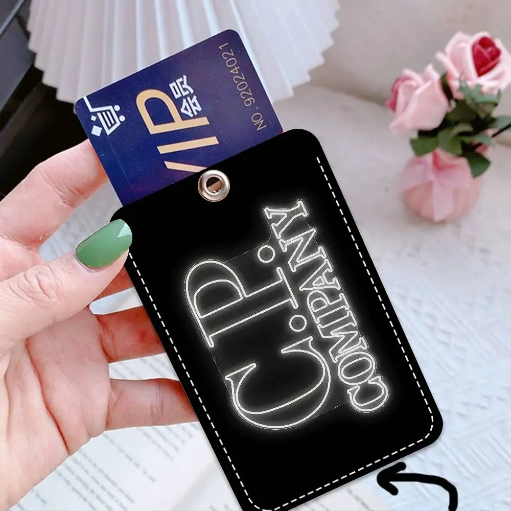 CP-Fashion Company 1Pc Access Card Case Leather Card Holder Keychain Key Ring Door Access Tags ID Card Case Keychain