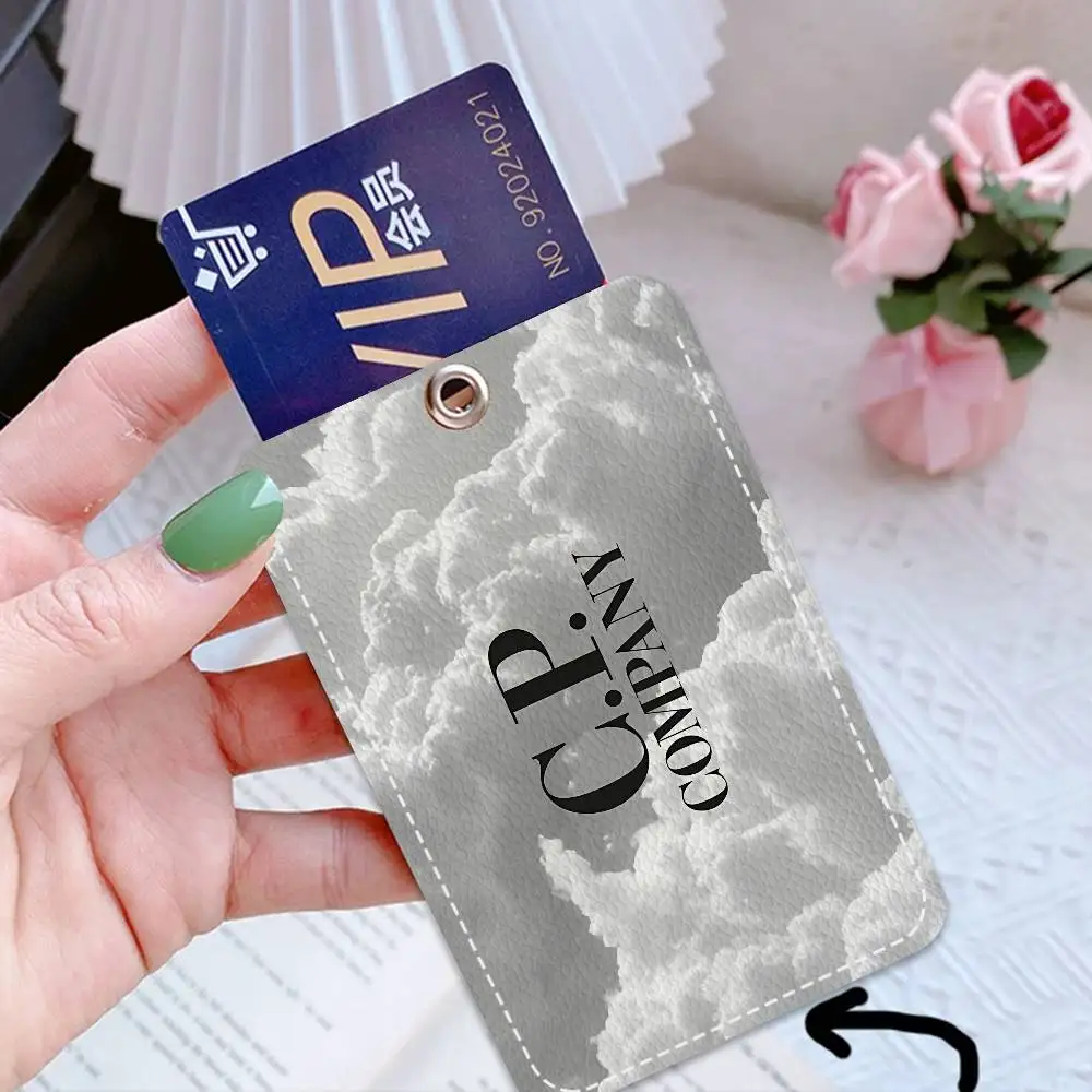CP-Fashion Company 1Pc Access Card Case Leather Card Holder Keychain Key Ring Door Access Tags ID Card Case Keychain